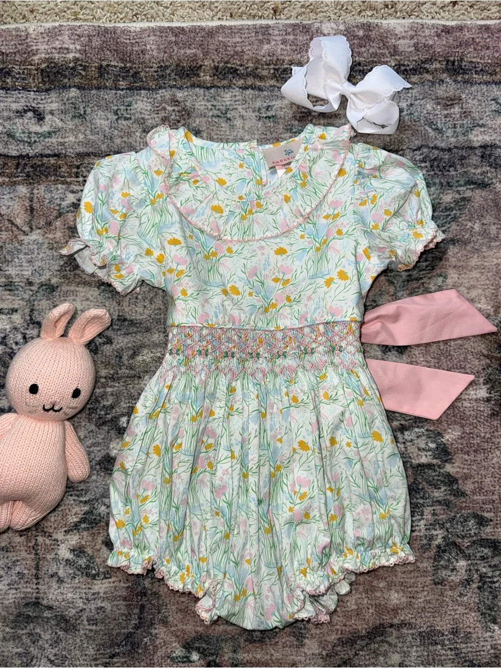 Smockingbird Floral Bouquet Smocked Jenny Bubble